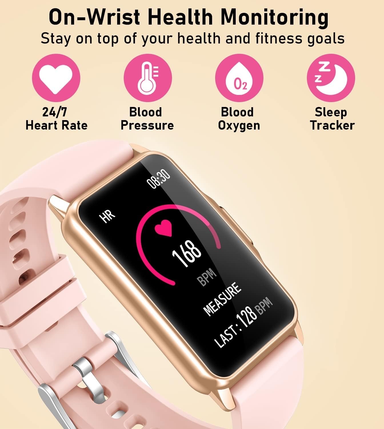 【SACOSDING】Smart Watch Health Fitness Tracker with 24/7 Heart Rate, Blood Oxygen Blood Pressure Sleep Monitor, 115 Sports Modes, Step Calorie Counter Pedometer IP68 Waterproof for Android and iPhone Women Men