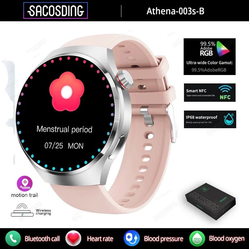 【SACOSDING】Sport Smart Watch Men Women NFC GPS Tracker AMOLED Screen Blood Sugar Smart Watces Bluetooth Call Watch 4 Pro For Huawei Xiaomi
