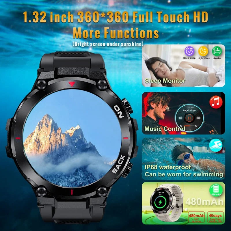 【SACOSDING】New GPS Position Men Smart Watch Military Outdoor Sport Fitness Super Long Standby Smartwatch IP68 Swimming Man Watch For Xiaomi